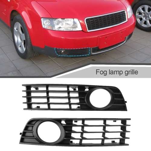 2 Pcs Low Bumper Fog Light Lamp Grille Cover Audi A4 B6 (2002-2005) Black