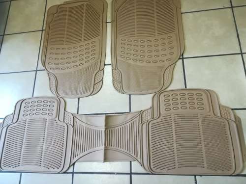 Universal 3 Piece Pvc Rubber Mat Fits Most Cars, SUVs, Vans and Trucks - Beige