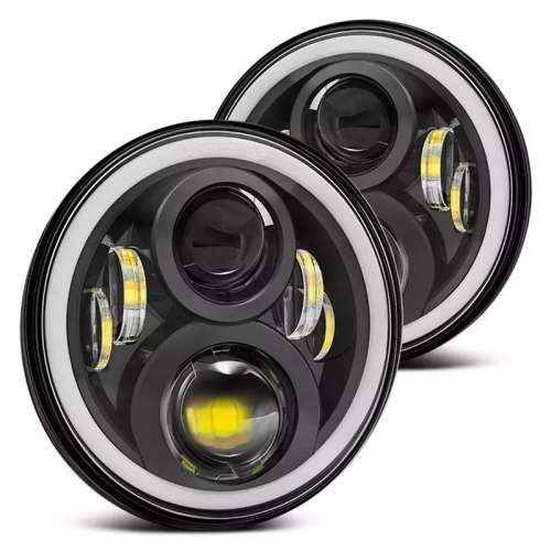 High Grade 2 x 7 Inch LED Headlight With Angel Eye Halo Ring DRL and Turn Signal For Jeep