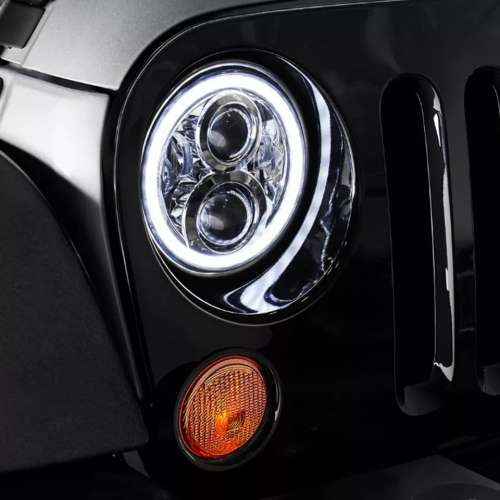 High Grade 2 x 7 Inch LED Headlight With Angel Eye Halo Ring DRL and Turn Signal For Jeep