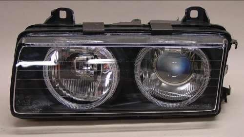 Bmw E36 Led Angel Eye Ring With Projector In Crystal Black 1990-2000 Headlight Set