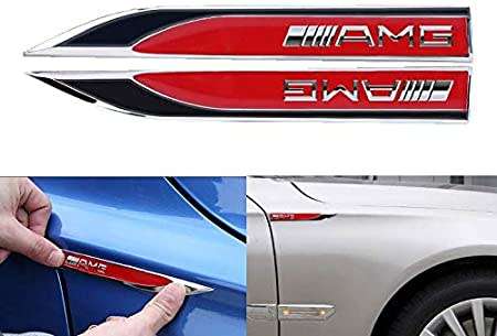 2 x AMG Emblems Badge 3D Car Sticker Side Metal Knife Type Fender For Benz