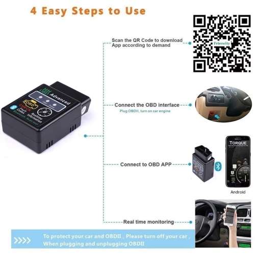 OBDII Advanced Bluetooth Car Diagnostic Scan Tool - ELM 327