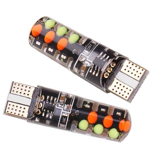 2 x T10 (W5W/194) RGB 5050 SMD Multi Color Wedge  Light Bulb - Remote Controlled Park Light