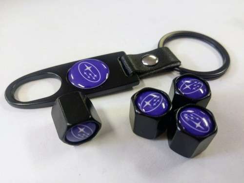 Subaru Tyre Valve Cap and Key Chain Set