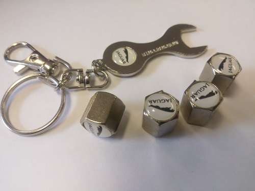 Jaguar Tyre Valve Cap and Key Chain Set