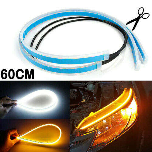 2 x 60cm Ultra Thin Double Color LED Strip DRL Flowing Turn Signal Light