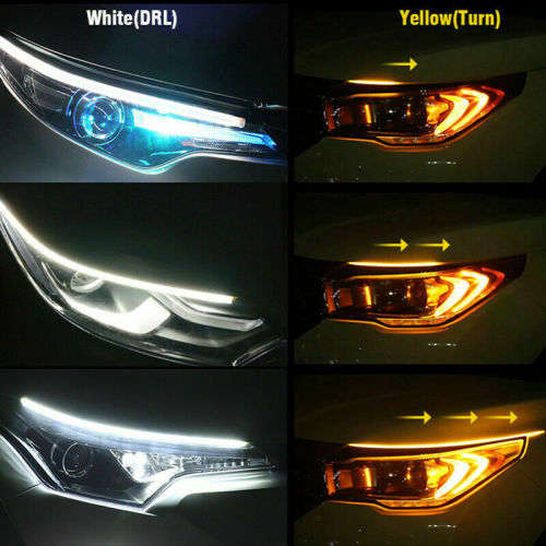 2 x 60cm Ultra Thin Double Color LED Strip DRL Flowing Turn Signal Light