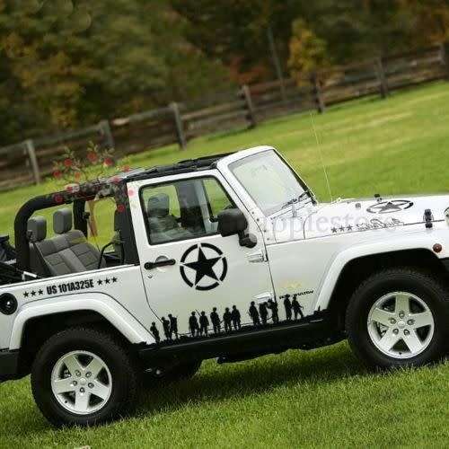 Jeep Military Star Decal Matte Black (250mm)
