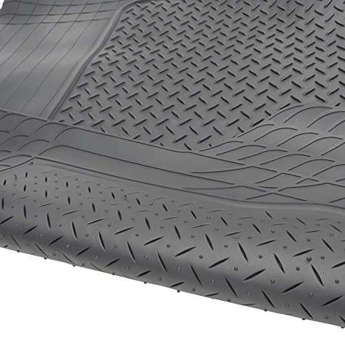 Universal Fit Trimmable Heavy Duty Pvc Rubber Diamond Plate Cargo Trunk Mat - (Grey)