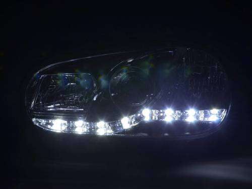 VW Golf 4 Projector Chrome Headlights With Led Drl Left and Right Set