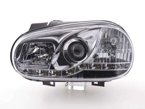 VW Golf 4 Projector Chrome Headlights With Led Drl Left and Right Set