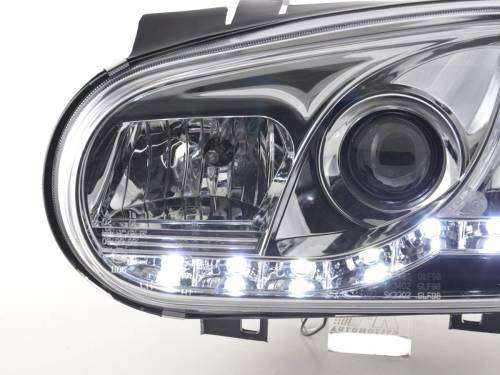 VW Golf 4 Projector Chrome Headlights With Led Drl Left and Right Set