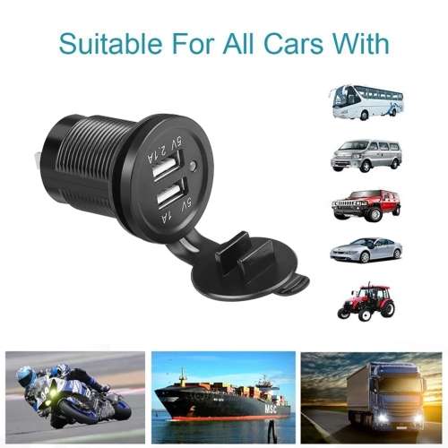 Universal Car Charger Usb DC12v-32v Waterproof Dual Usb Charger 2 Port Power Socket 5V 2.1A