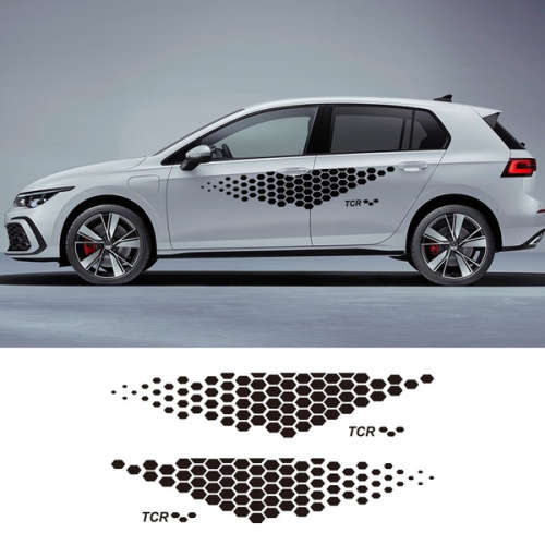 2 x Door Stickers Side Skirt Vinyl Decal For Polo Golf / 4 / 5 / 6 / 7 / TSI / TCR / Racing