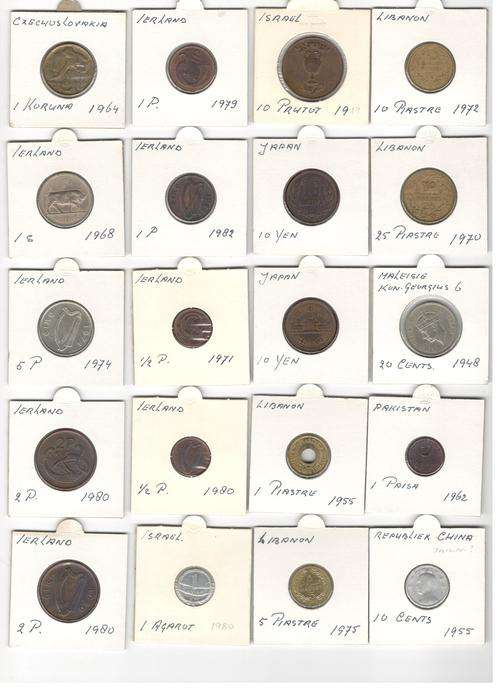 A collection of 50 coins from around the world (1870 onwards)