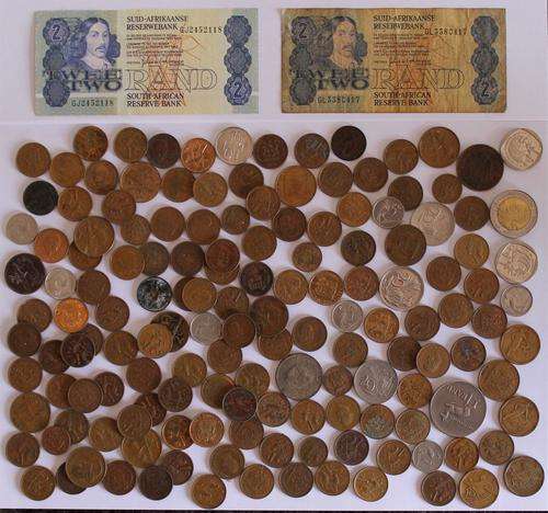 A collection of 150 South African coins (1960's onwards)