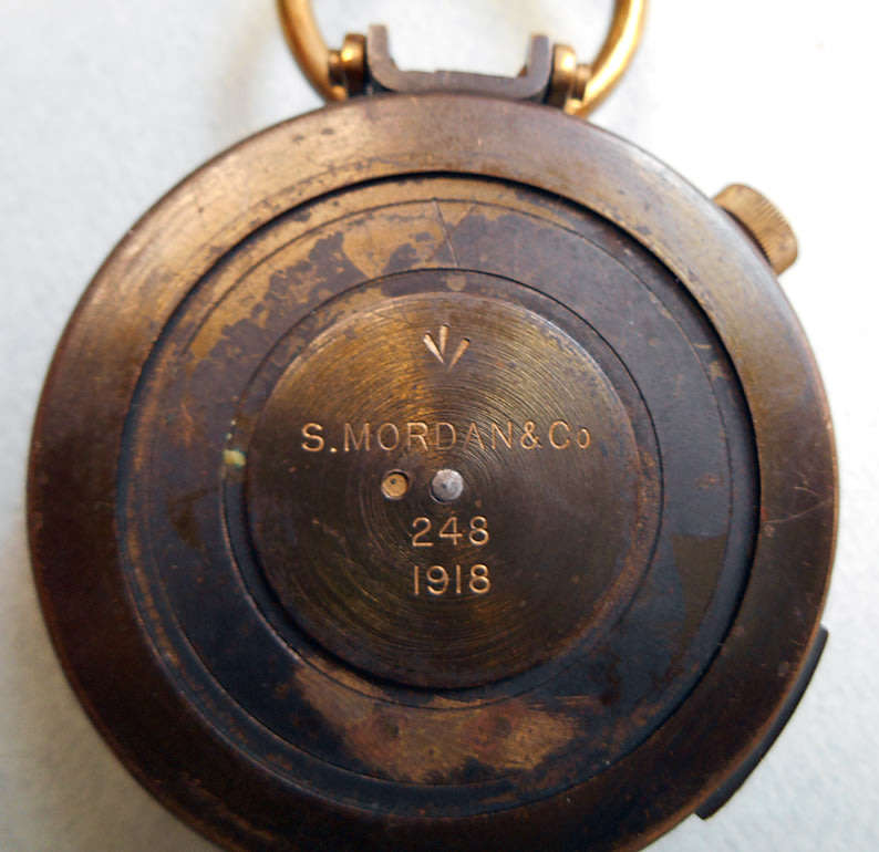 British WW1  - 1918 S. Mordan and Co. Brass marching compass.