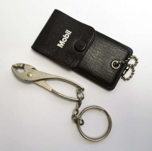 Lot -- Automobile / Car related items - Volvo badge / Milano badge / feeler guages and key chains.