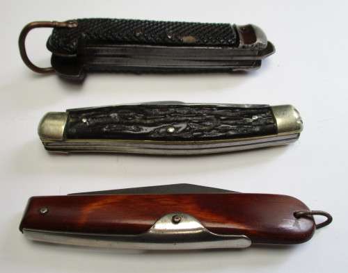 Vintage knife lot >> Watts Sheffield 1940 / Okapi Germany / IXL GEORGE WOSTENHOLM -well used knives