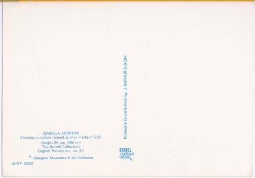 Vintage Post card -- Isabella Andreini -- Chelsea porcelain -- J. Arthur Dixon