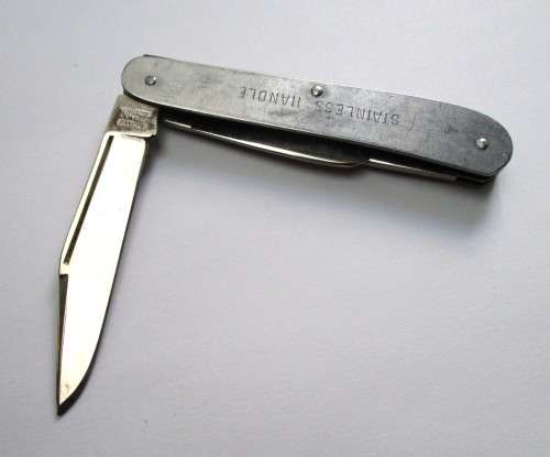 Vintage Stockman pocket knife, Kutmaster Utica, New York, Made in USA. Stainless steel