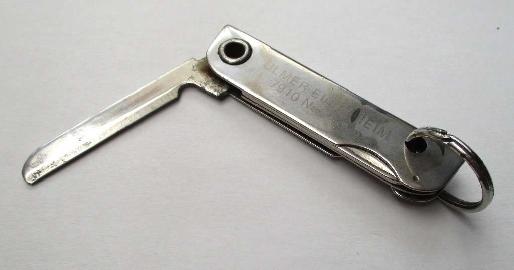 Vintage USA key chain multitool / knife / bottle opener / nail file -- Made by Bassett, USA , 79