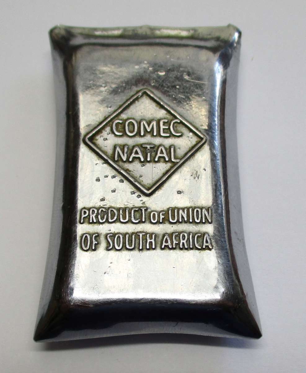 Unusual Union of South Africa Paperweight - COMEC - Natal - Wattle Extract - metal - sack