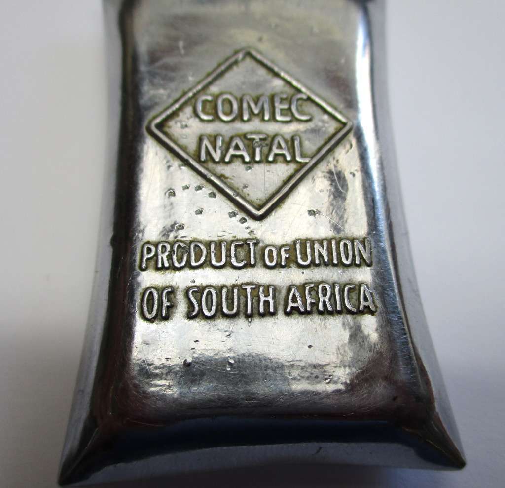 Unusual Union of South Africa Paperweight - COMEC - Natal - Wattle Extract - metal - sack