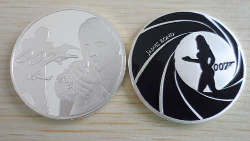 2x .999 Silver Plated 007 James Bond Coins.