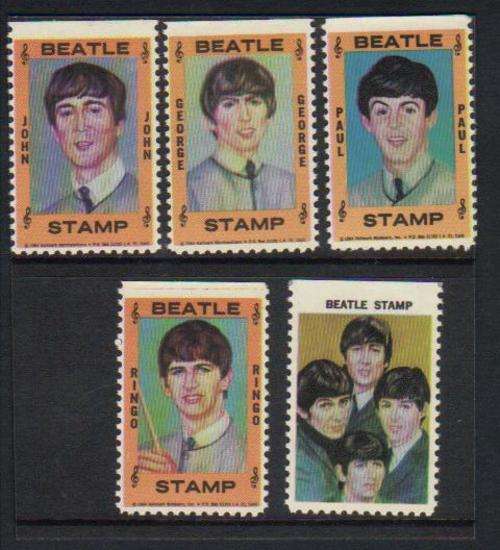 1964 Hallmark BEATLES STAMPS SET (5) ENGLAND UNMOUNTED MINT RARE