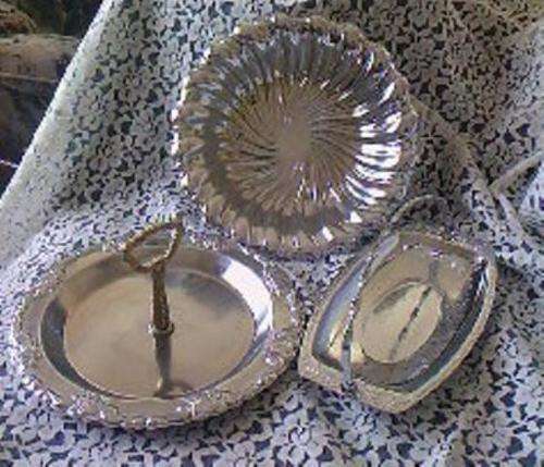 3 SILVER PLATED SNACK BOWLS / SERVERS