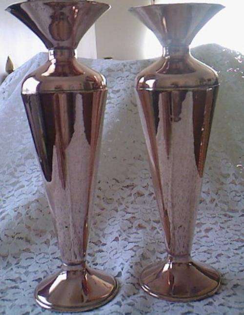 2 TALL MATCHING RED COPPER VASES