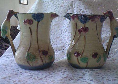 2 KINGSWAY JUGS WITH BIRD HANDLES