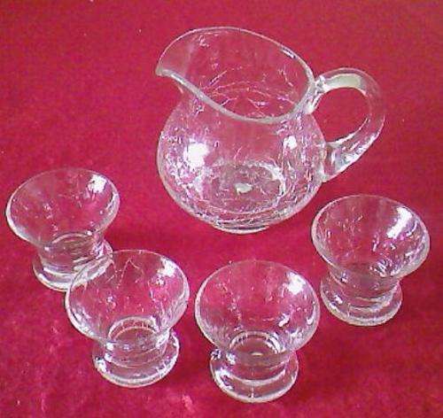 5pc CRACKLE GLASS SET, MADE IN SWEDEN