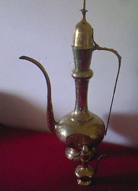 2 BEAUTIFUL BRASS TURKISH KETTLES (ONE HUGE, ONE SMALL)