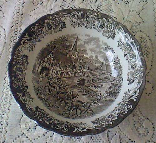 J&G MEAKIN BROWN 'STRATFORD STAGE' OPEN VEGETABLE BOWL