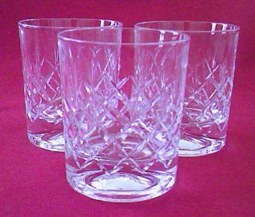3 X LARGE CRYSTAL WHISKY GLASSES