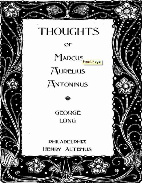 Thoughts of Marcus Aurelius Antoninus - Emperor of Rome  eBOOK *NO SHIPPING FEE* Philosophy