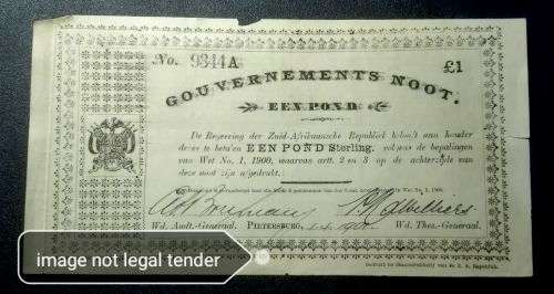 ZAR Een Pond Gouvernements Noot, Pietersburg Dated 1.4.1901 #*$ Weekend Special $*#