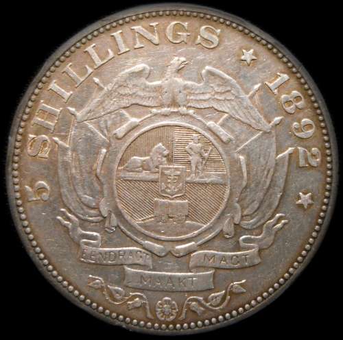 1892 Kruger ZAR Silver Single Shaft Crown 5Shillings (5S) *Weekend Special*