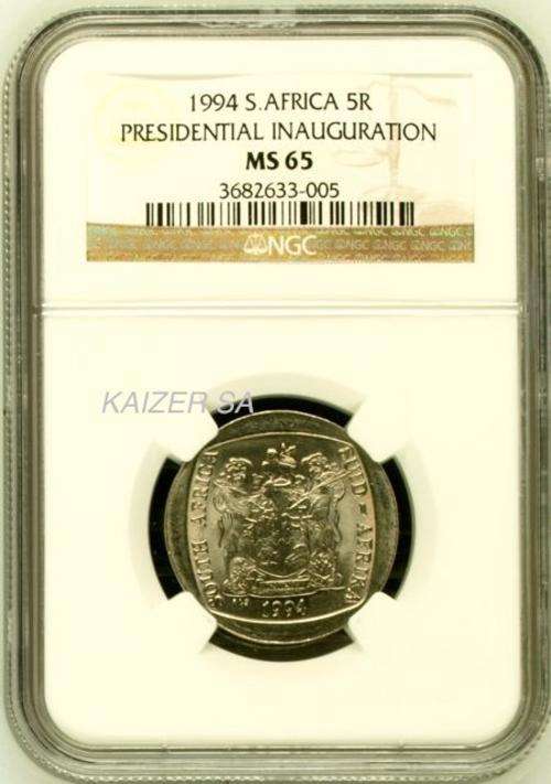 1994 S.Africa 5R Presidential Inauguration MS65 NGC