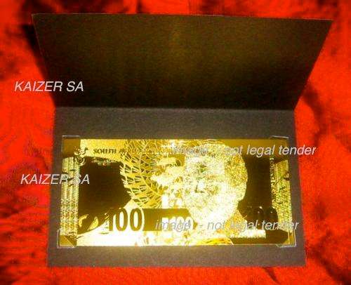 R100 Rand 24K Goldnote Mandela South Africa Buffalo - Beautiful ! Stunning !