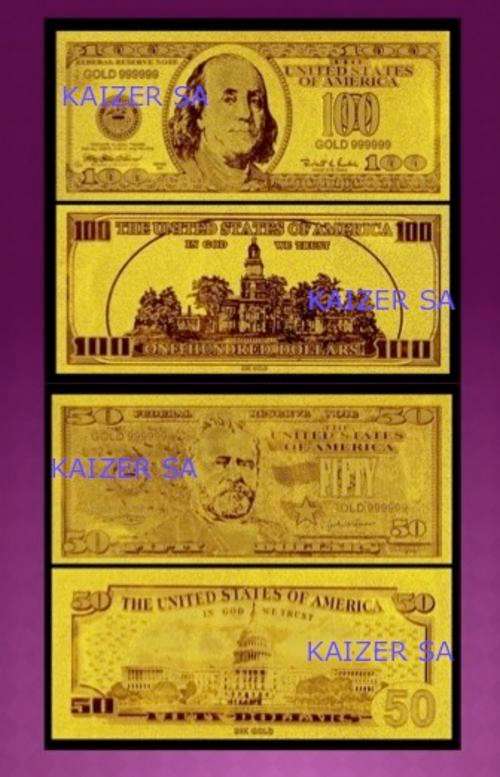 *New* 24K USA Gold Notes $100 & $50 Pairs  L@@K  * Crazy Wednesday*