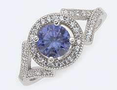 Stunning  - Sterling Silver  ring with Micro CZ and Tanzanite