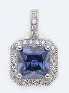 Stunning and Elegant, 925 Sterling Silver Fashion, Tanzanite and CZ Pendant