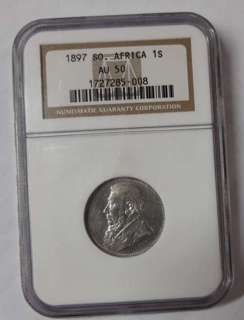 1897 South Africa 1 Shilling - NGC Grading - AU50