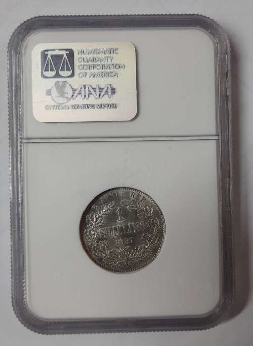 1897 South Africa 1 Shilling - NGC Grading - AU50