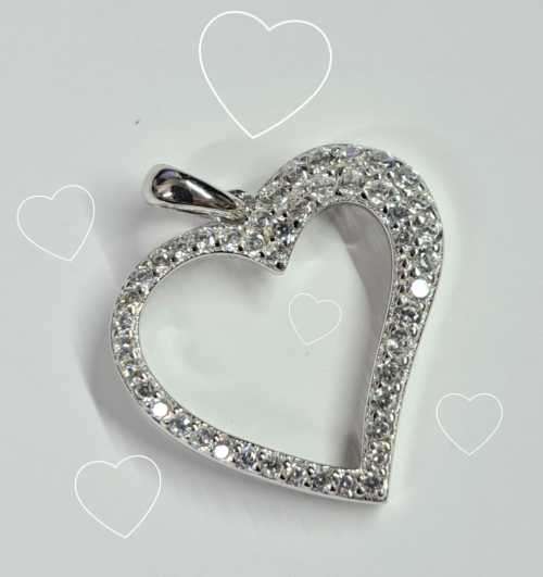 925 Sterling Silver CZ Heart Pendant