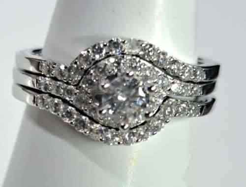 Gorgeous 3 piece 925 Sterling Silver CZ Ring